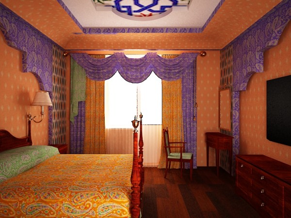 Интересный восточный стиль для штор - это особый подход к дизайну спальни